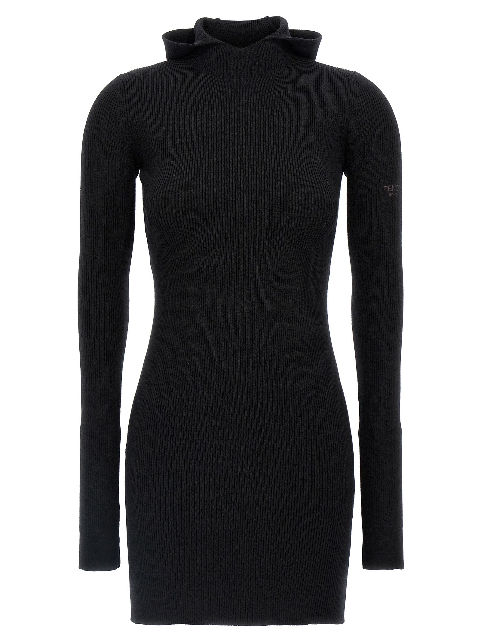 Black Wool Short Dress
