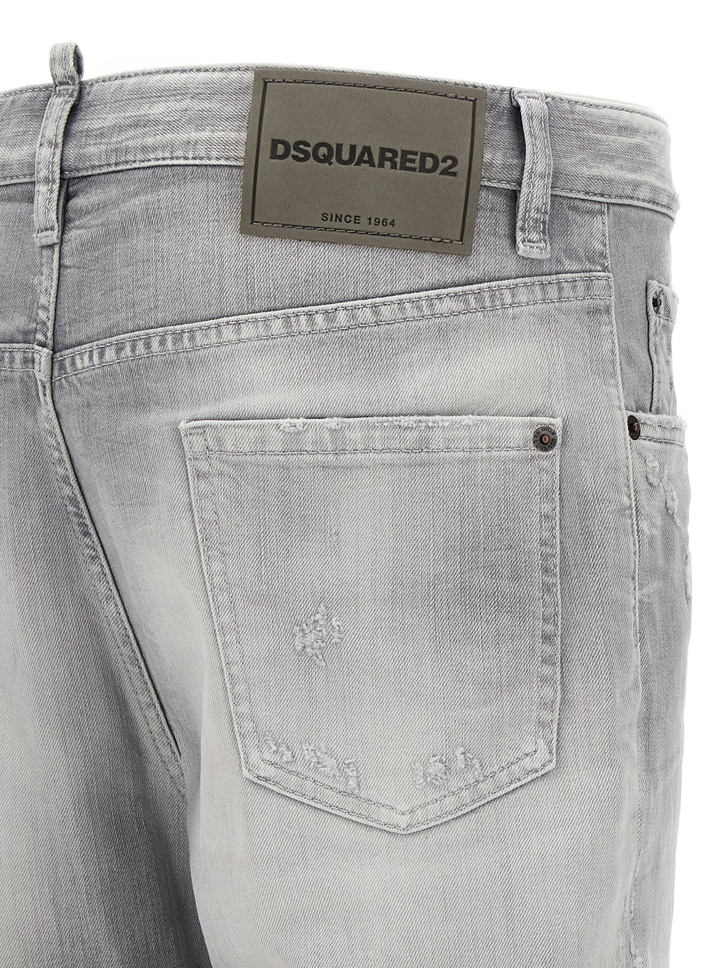 Gray Cotton Straight-Leg Jeans