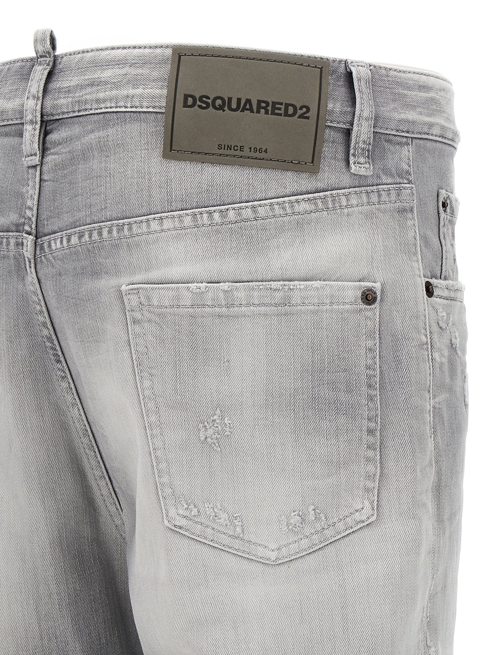 Gray Cotton Straight-Leg Jeans