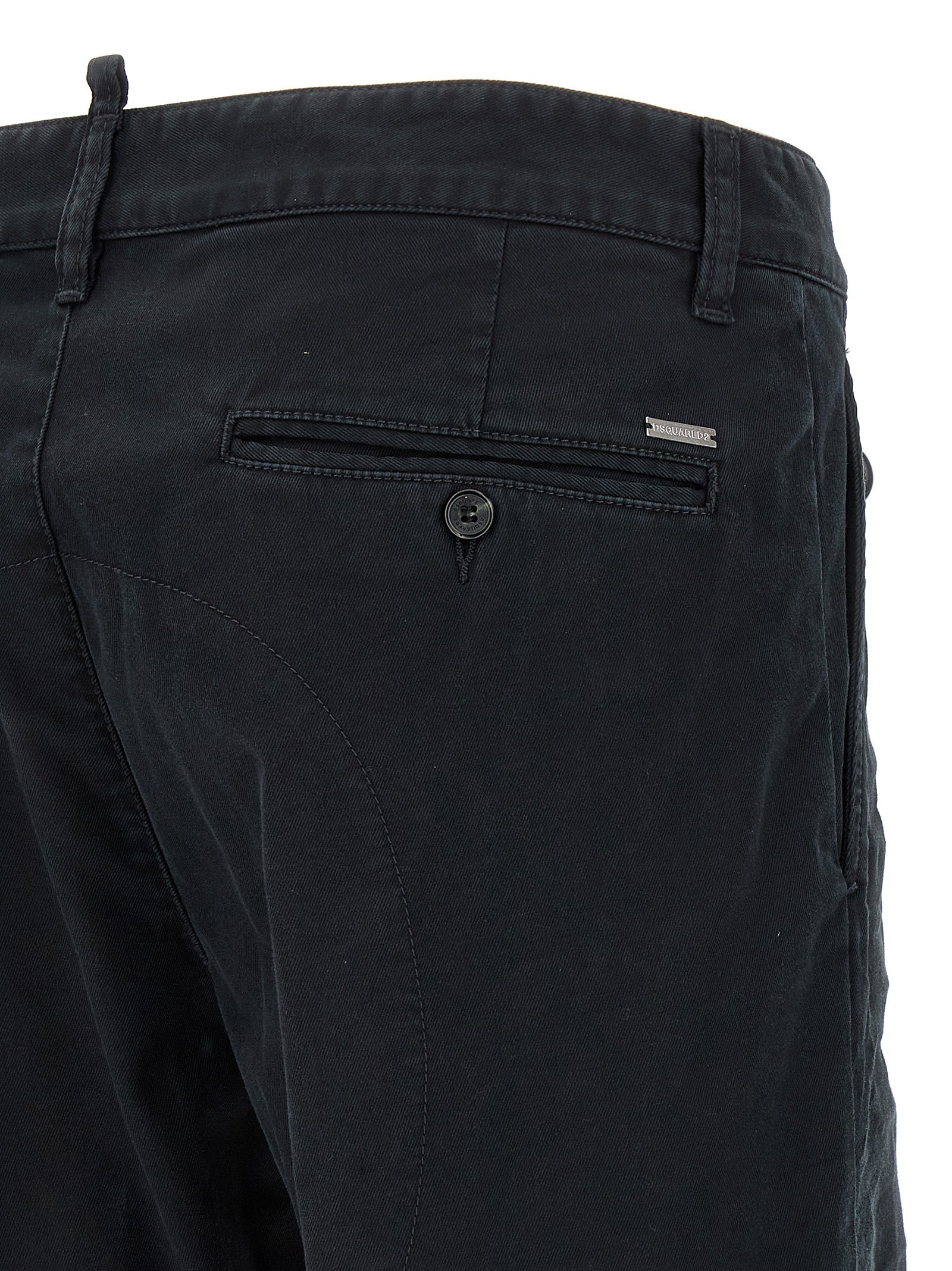 Black Cotton Chino Pants