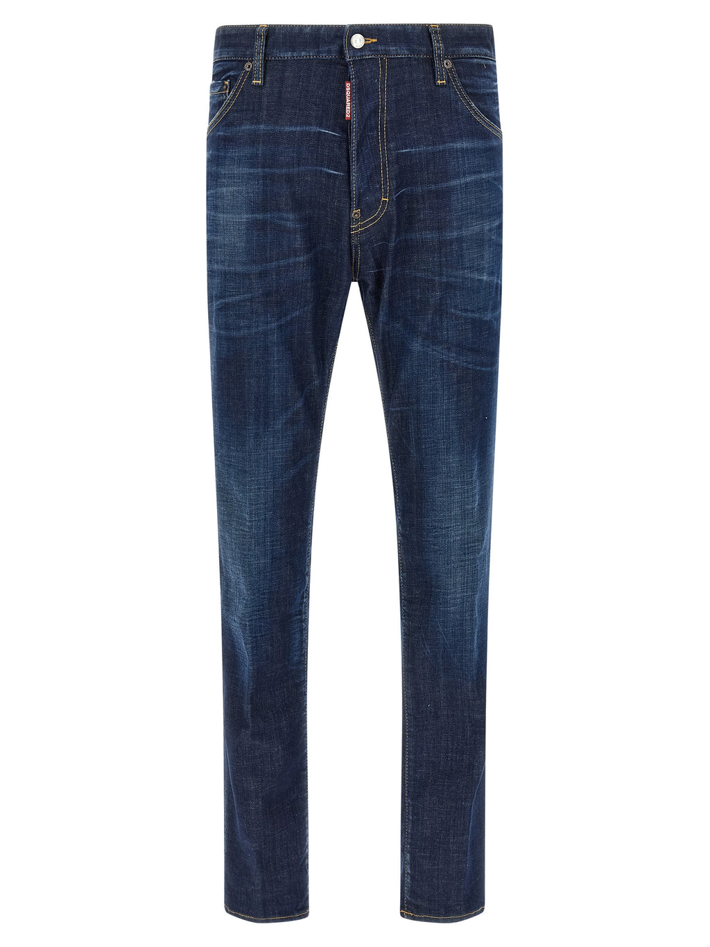 Blue Cotton Straight-Leg Jeans