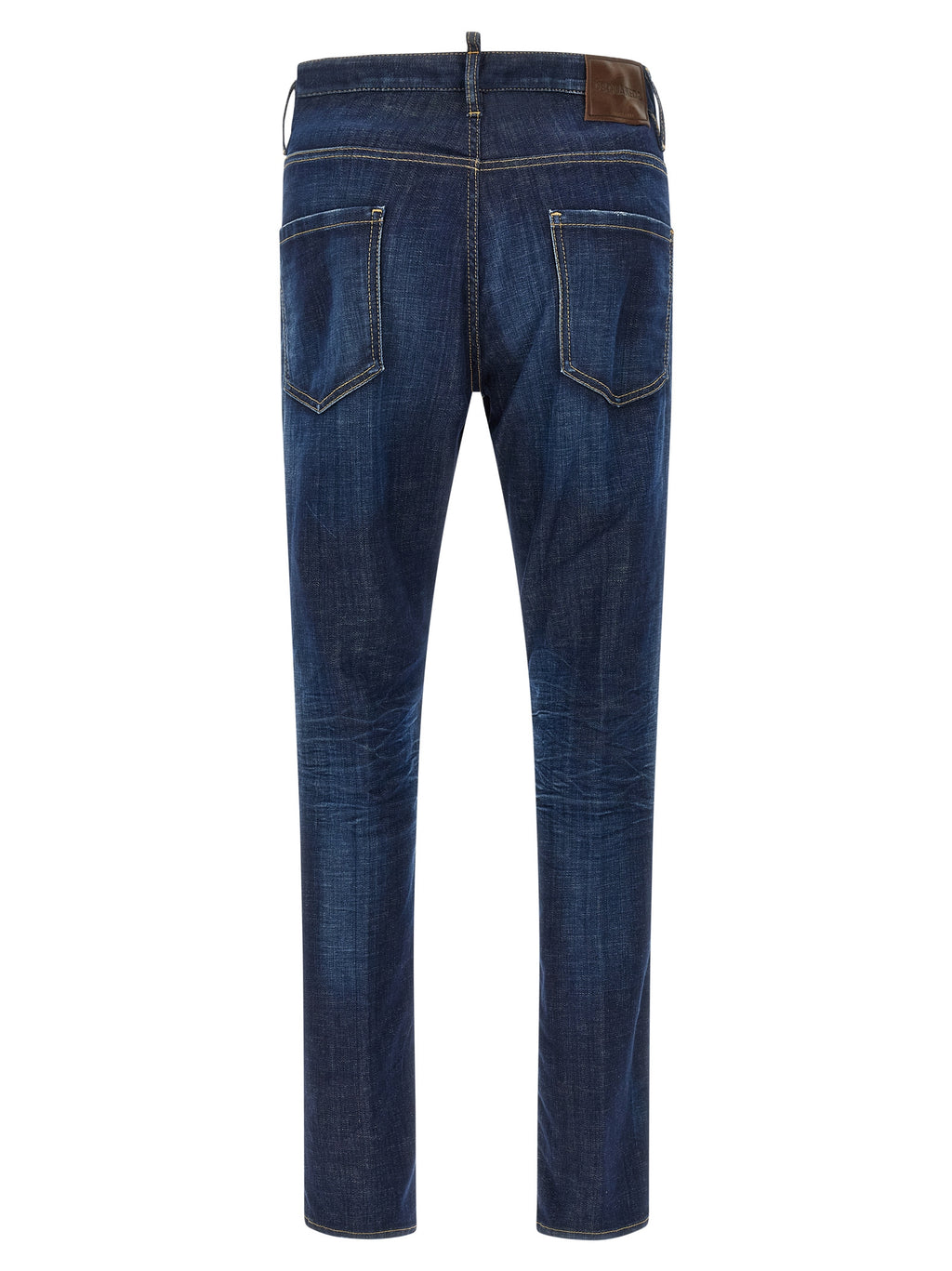 Blue Cotton Straight-Leg Jeans