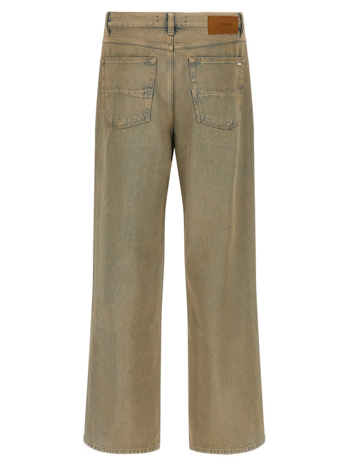 Beige Cotton Straight-Leg Jeans