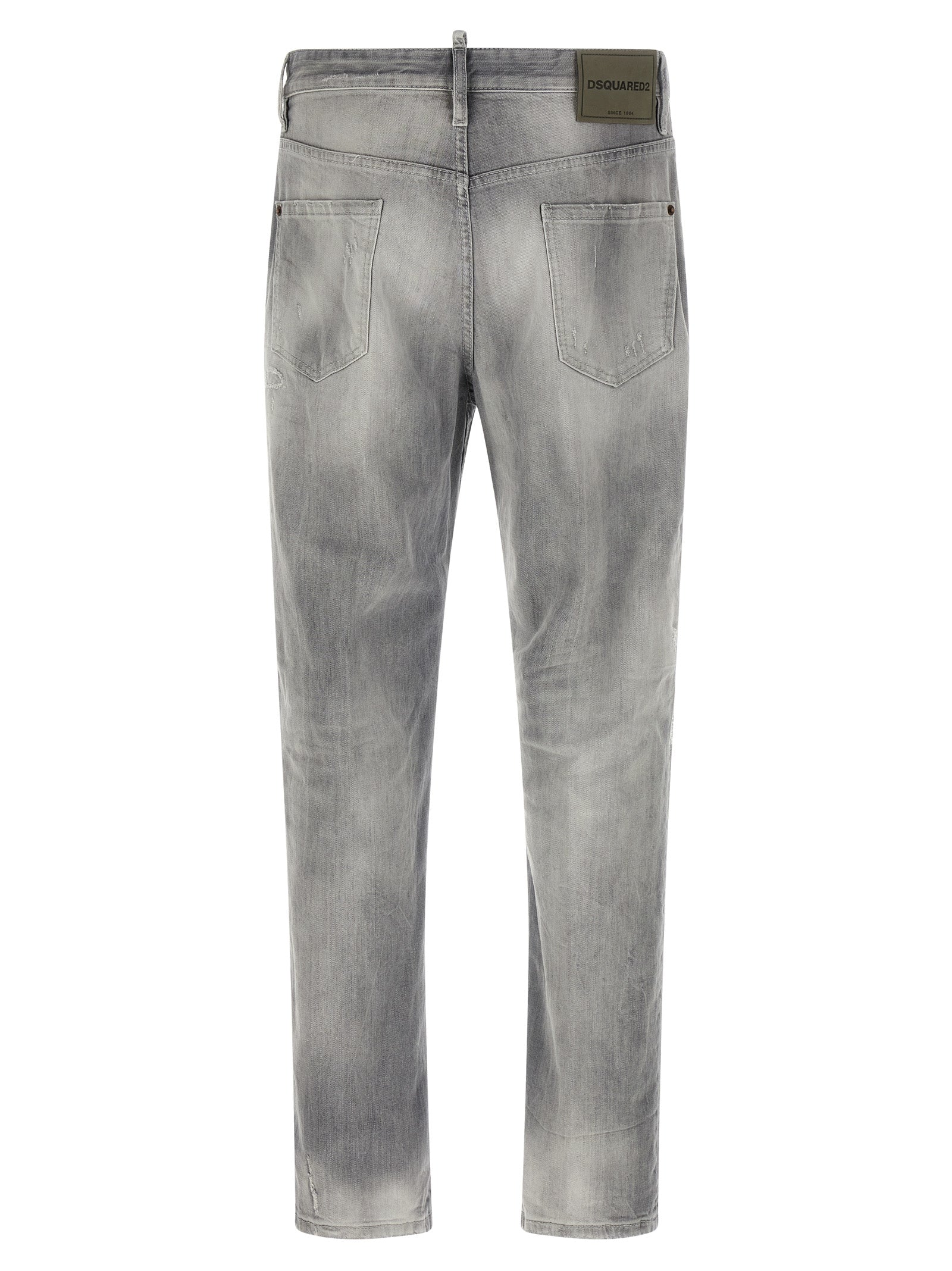 Gray Cotton Straight-Leg Jeans