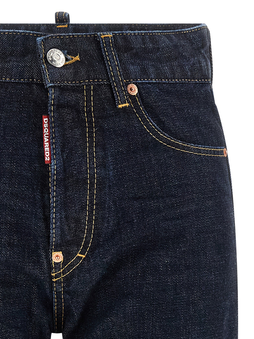 Blue Cotton Straight-Leg Jeans