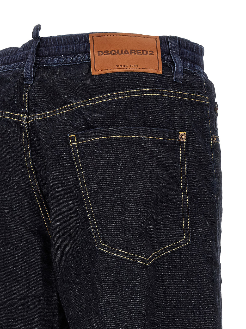 Blue Cotton Straight-Leg Jeans