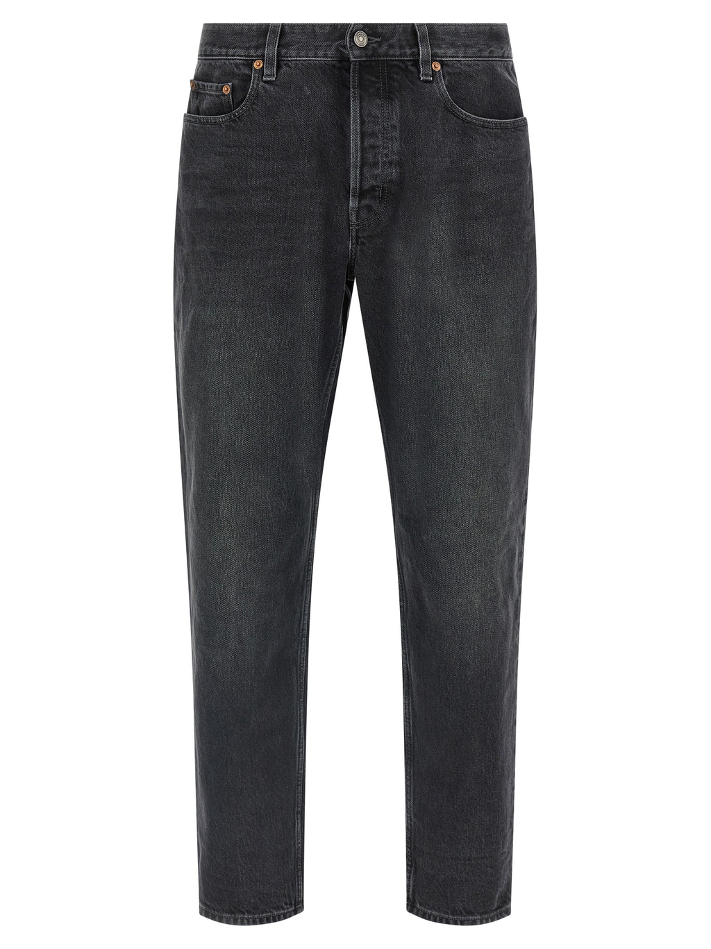 Black Cotton Straight-Leg Jeans