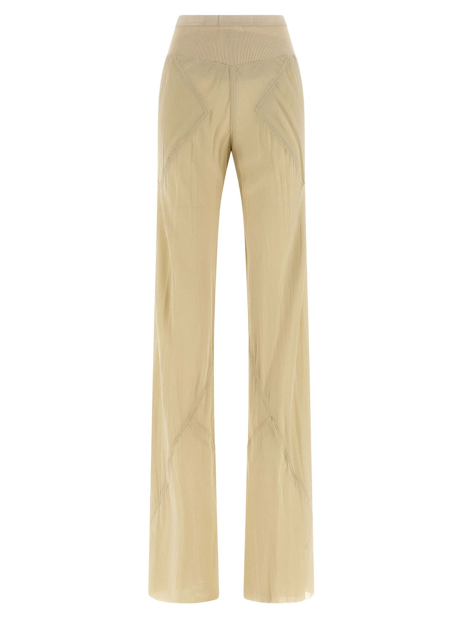Beige Silk Flared Pants
