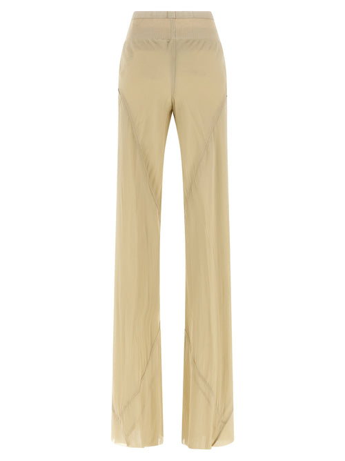 Beige Silk Flared Pants