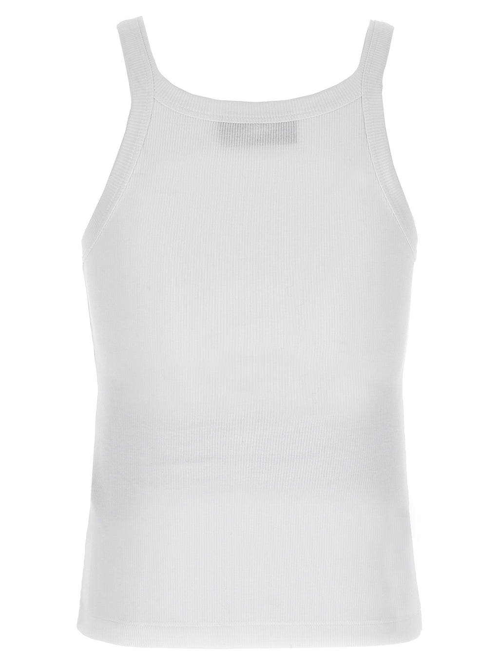 White Cotton Sleeveles T-Shirt