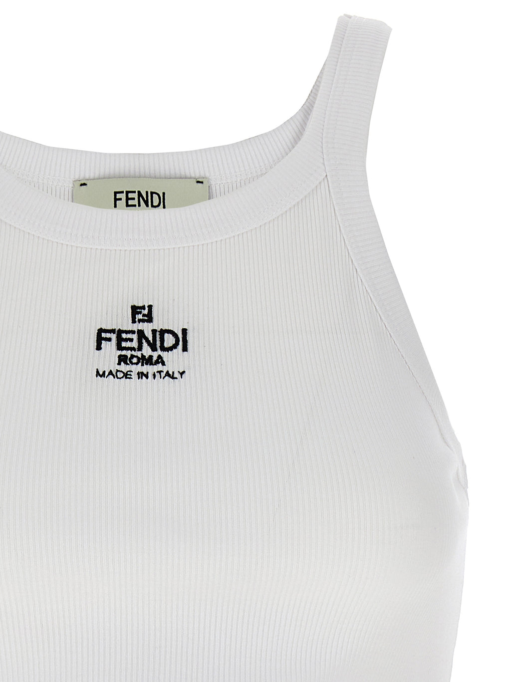 White Cotton Sleeveles T-Shirt