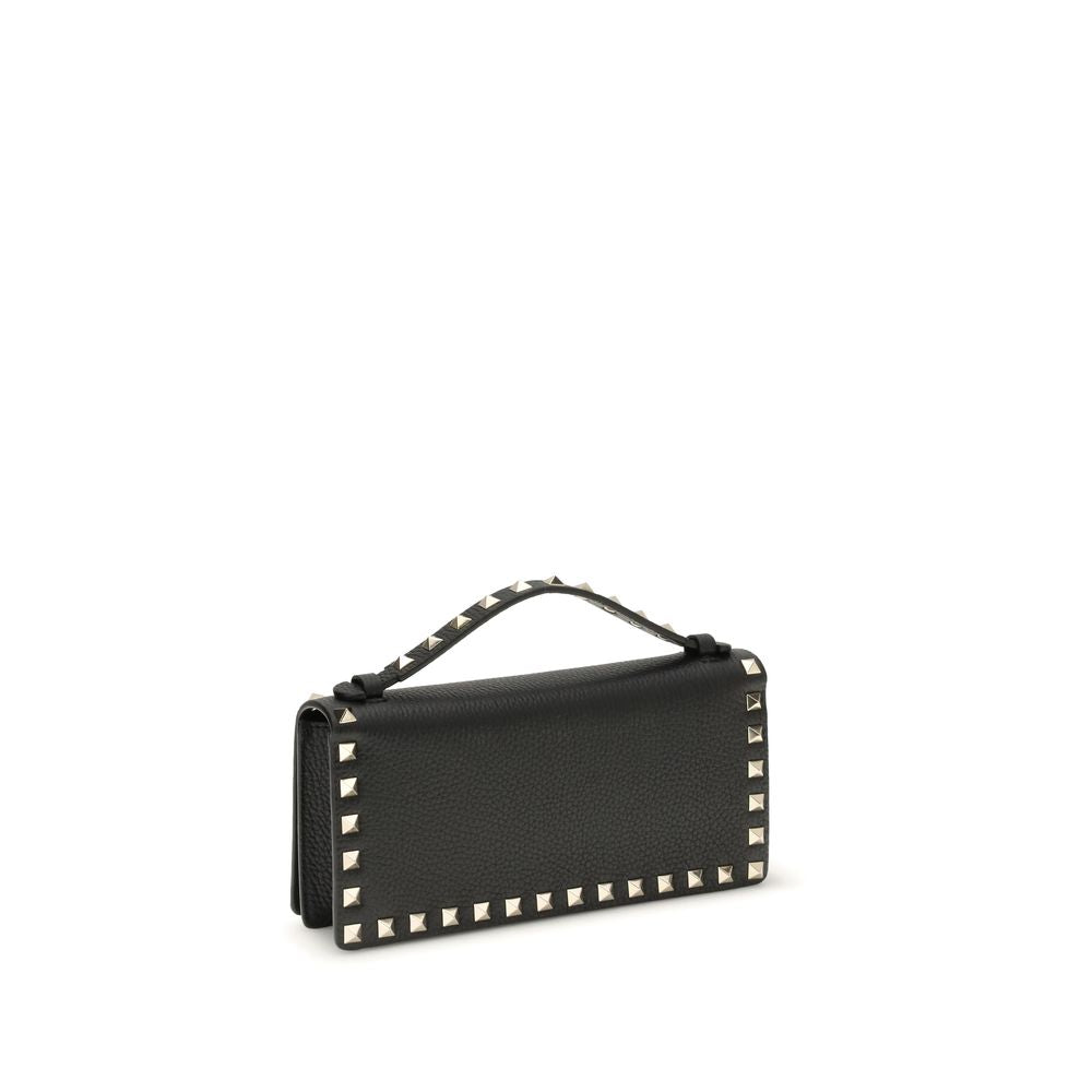 Valentino Garavani Black Rockstud Chain Wallet — detail view