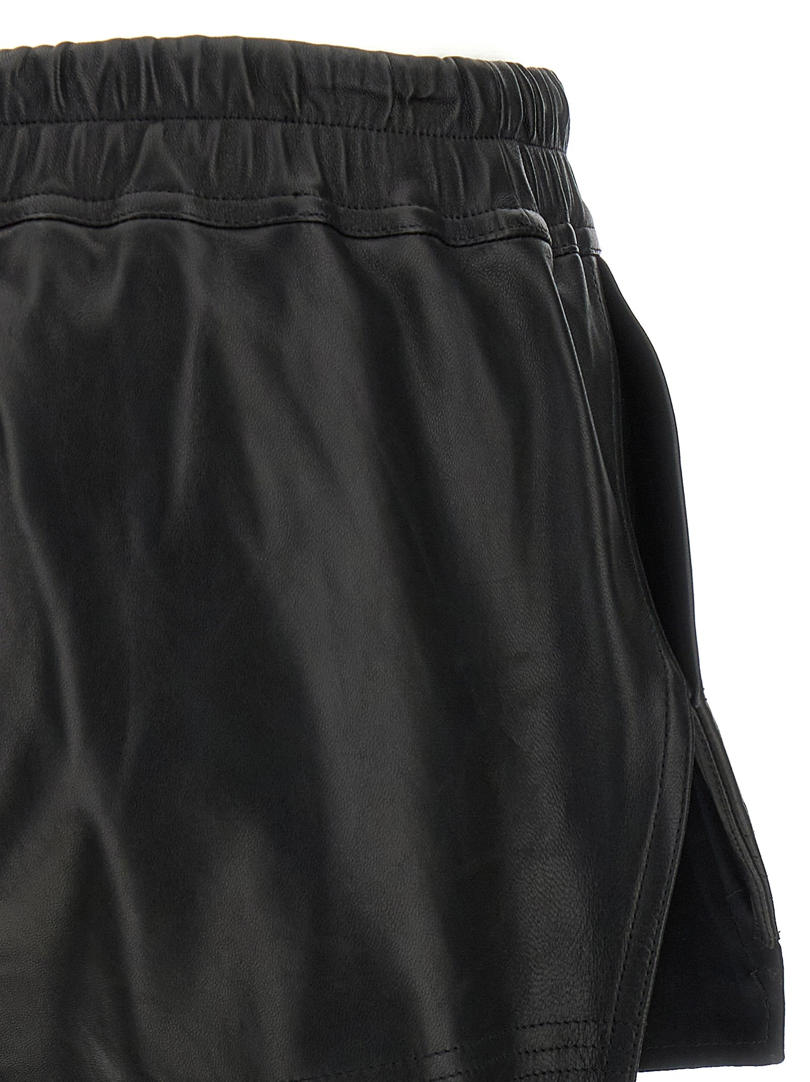 Black Lamb Leather Bermuda Shorts