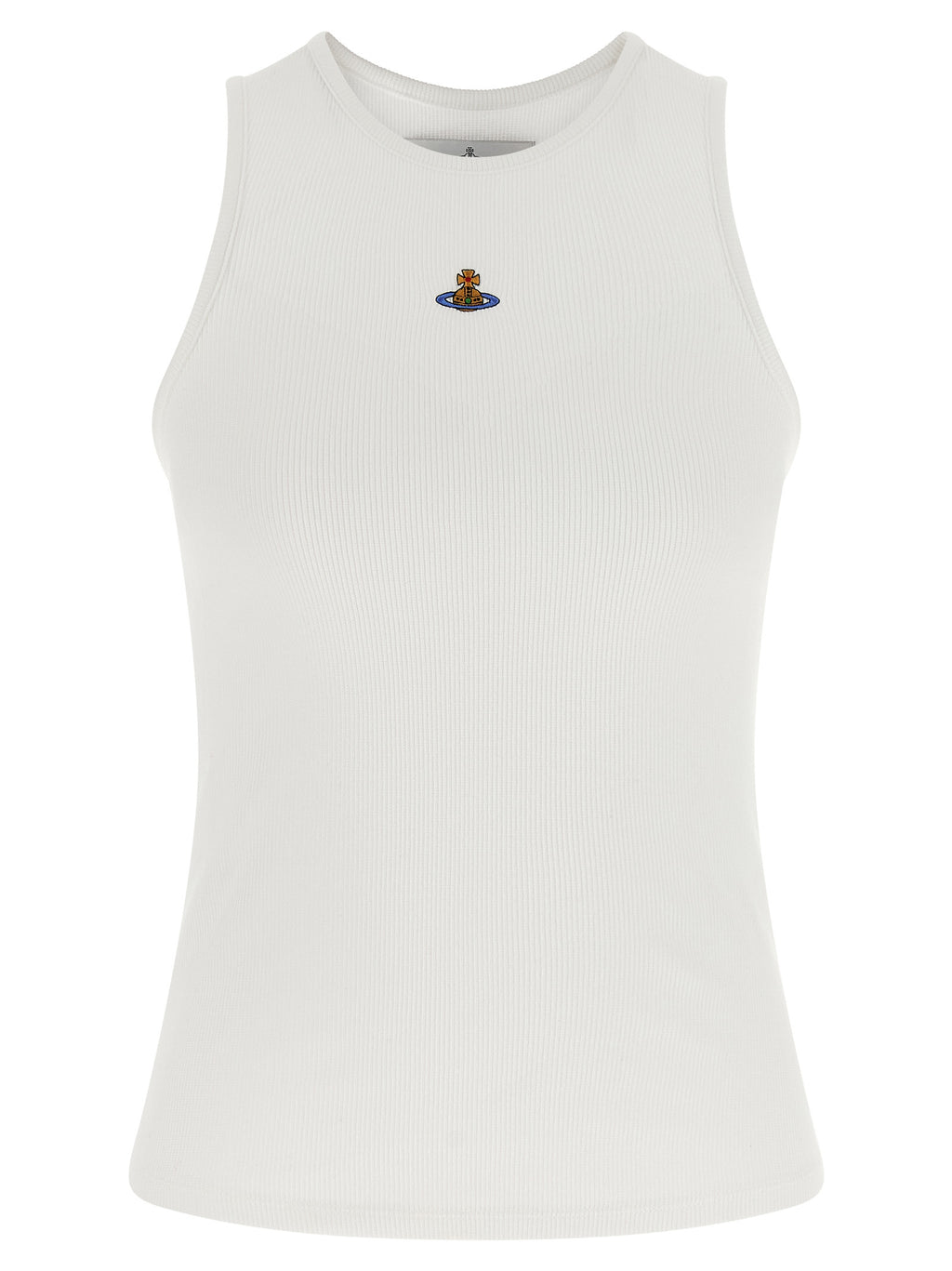 White Cotton Sleeveles T-Shirt