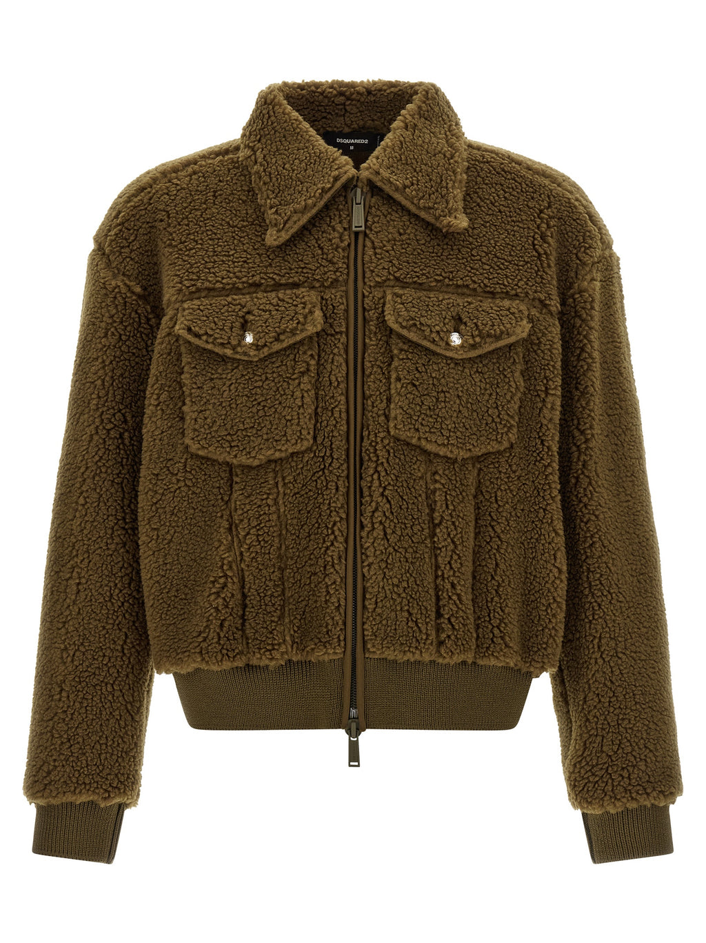 Brown Polyester Full-Length Jacket