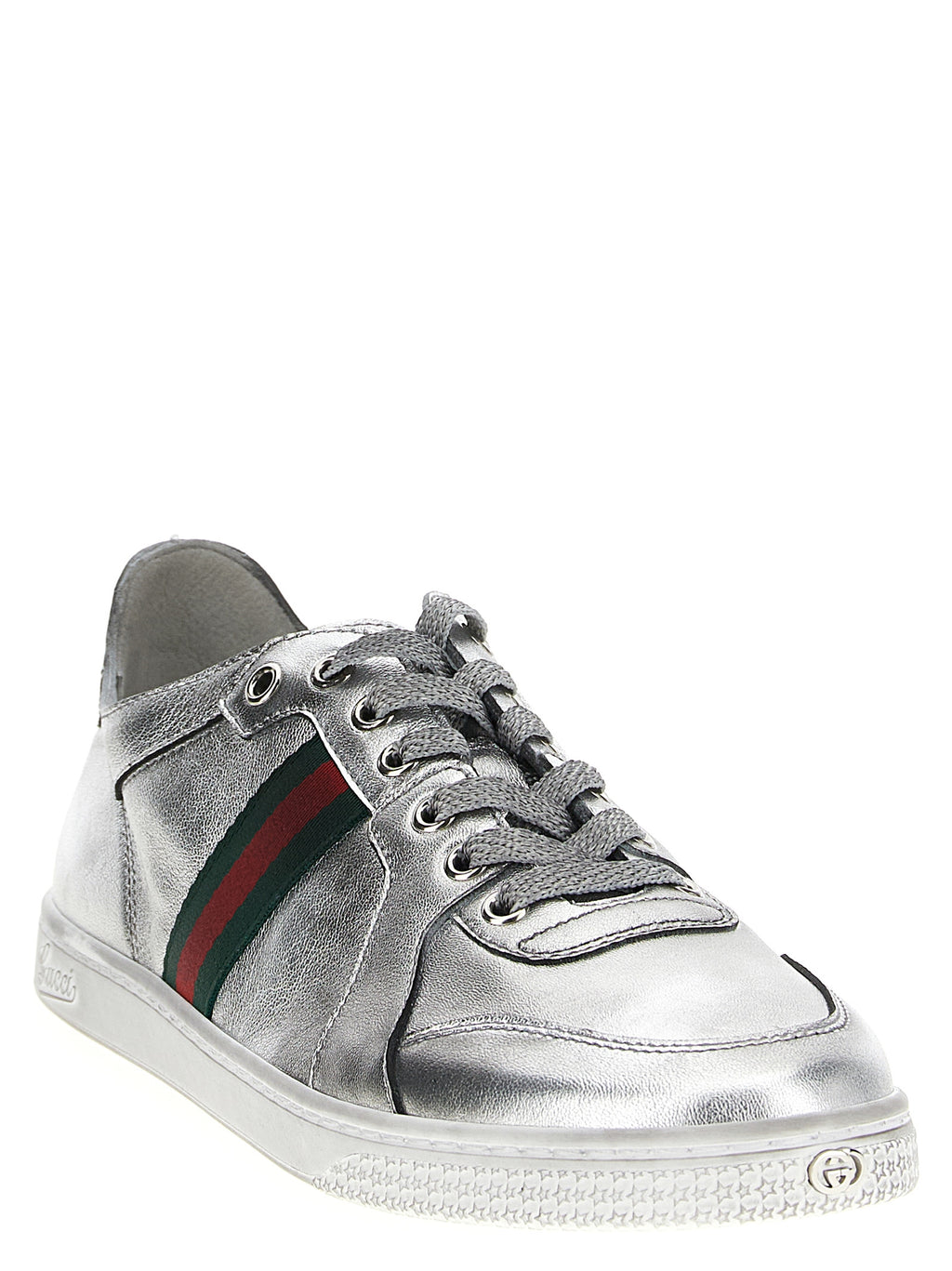 Silver Lamb Leather Athletic Sneakers
