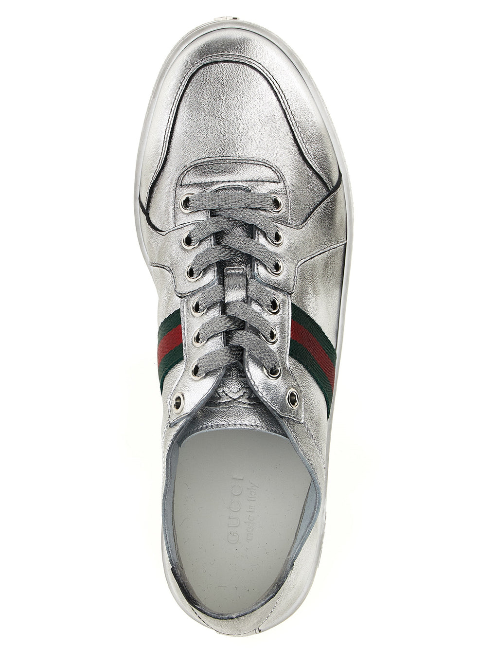 Silver Lamb Leather Athletic Sneakers