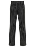 Black Polyester Casual Pants