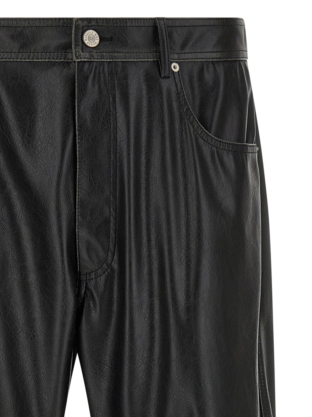 Black Polyester Casual Pants