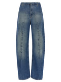 Blue Cotton High-Waisted Jean