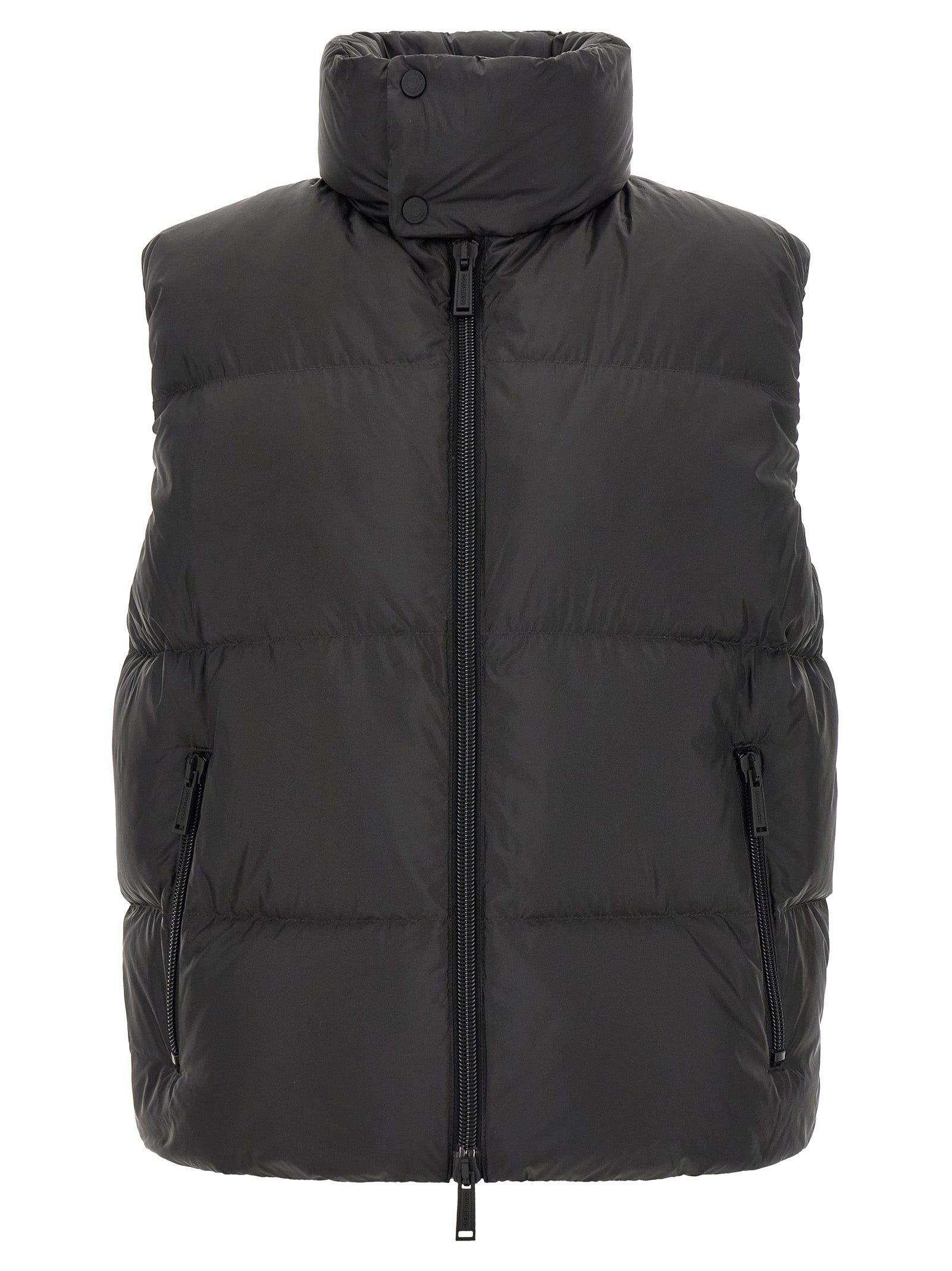 Black Polyester Sleeveless Jacket