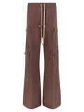 Brown Cotton Flared Pants