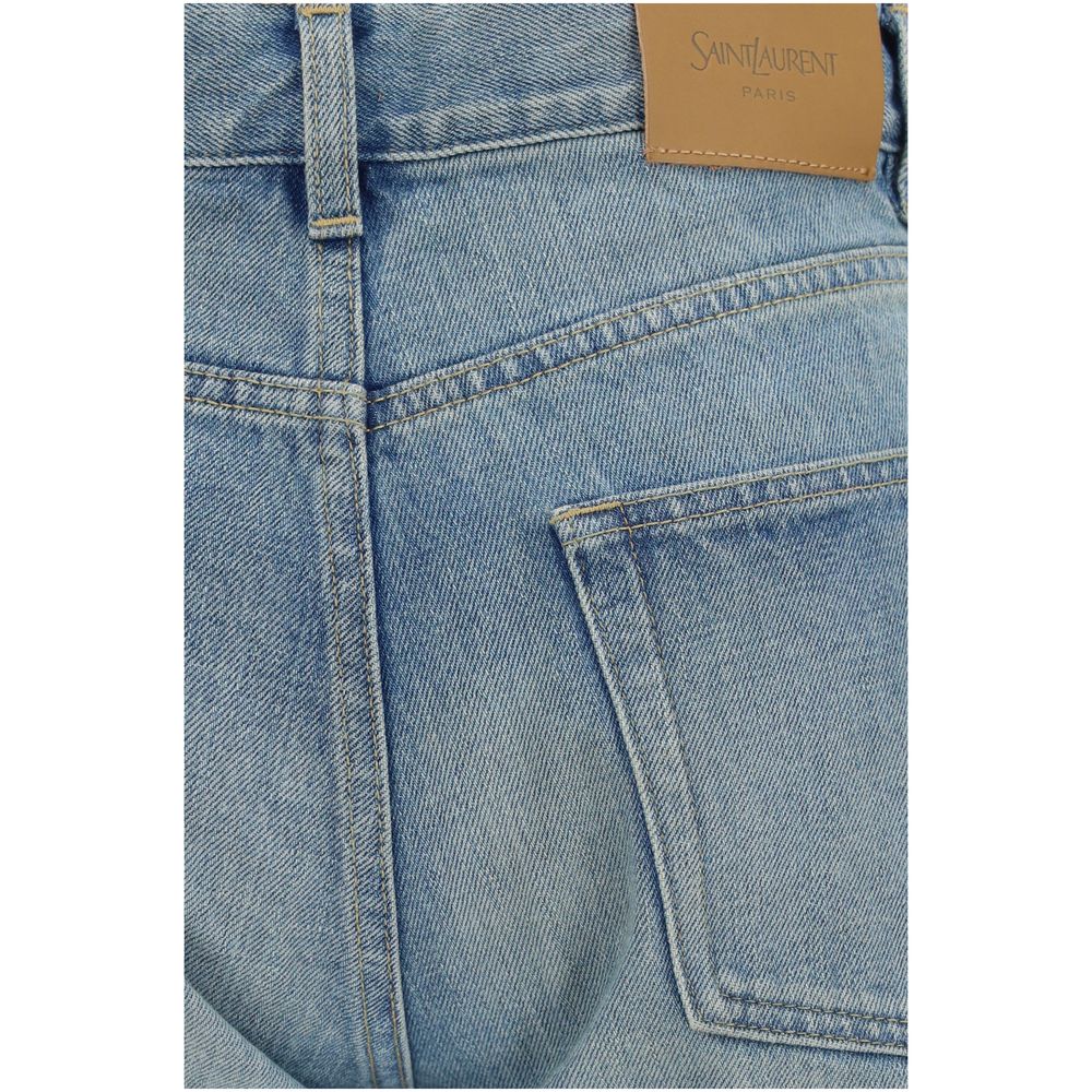 Saint Laurent Blue Cotton Straight-Leg Jeans