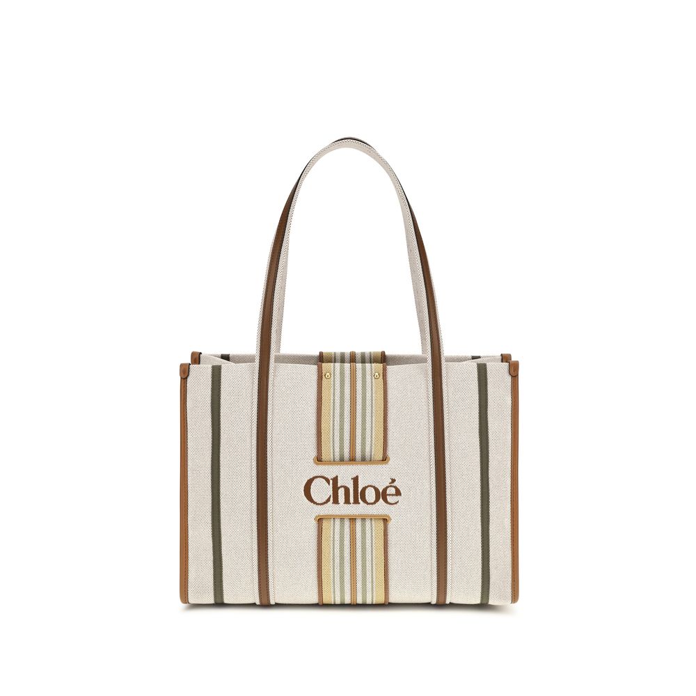 Chloé Beige Woody Loop Canvas Tote Bag
