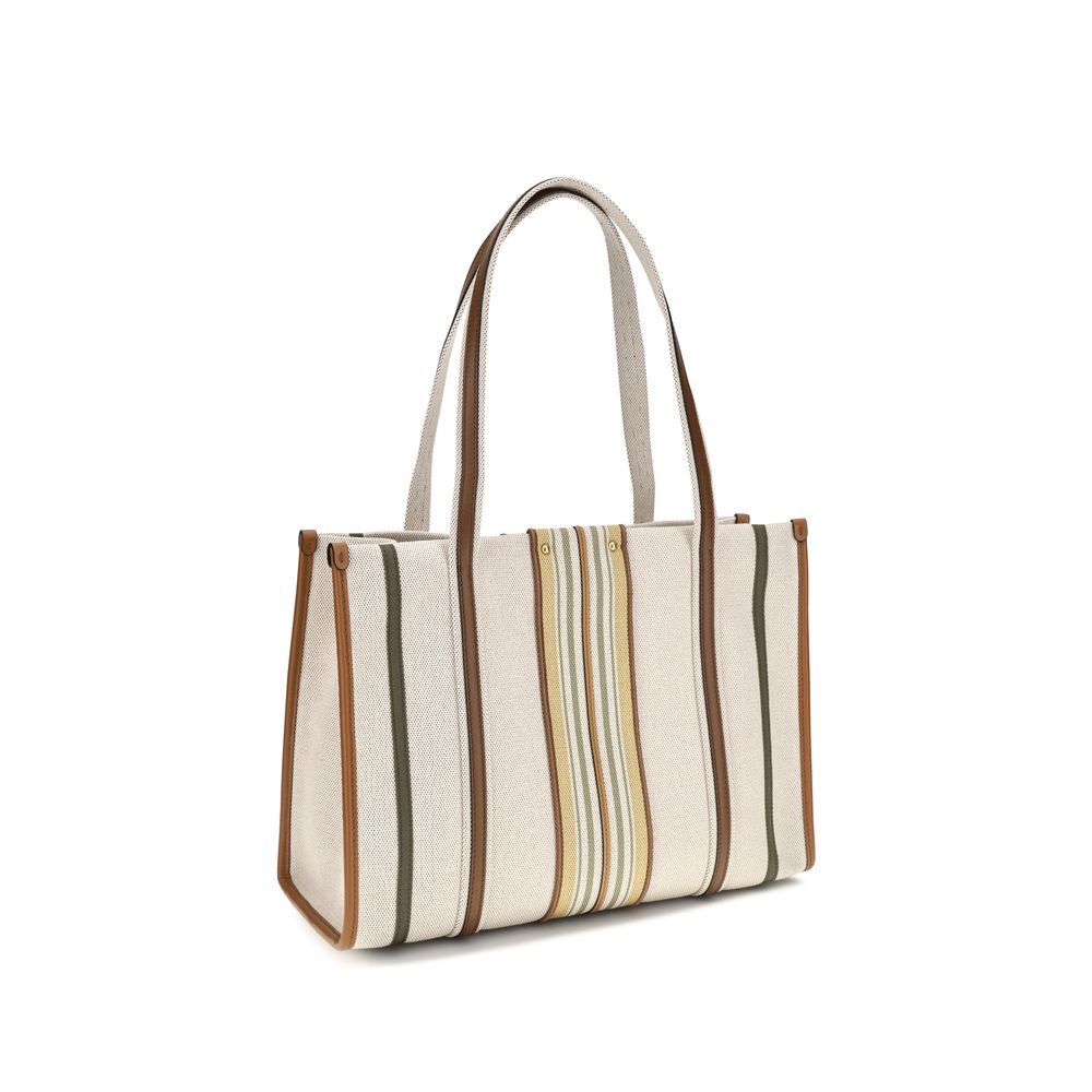 Chloé Beige Woody Loop Canvas Tote Bag