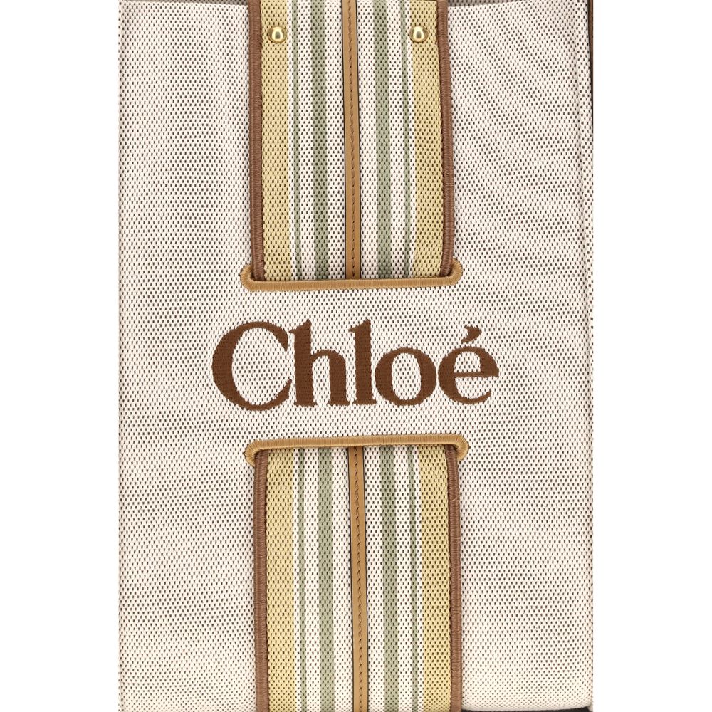 Chloé Beige Woody Loop Canvas Tote Bag