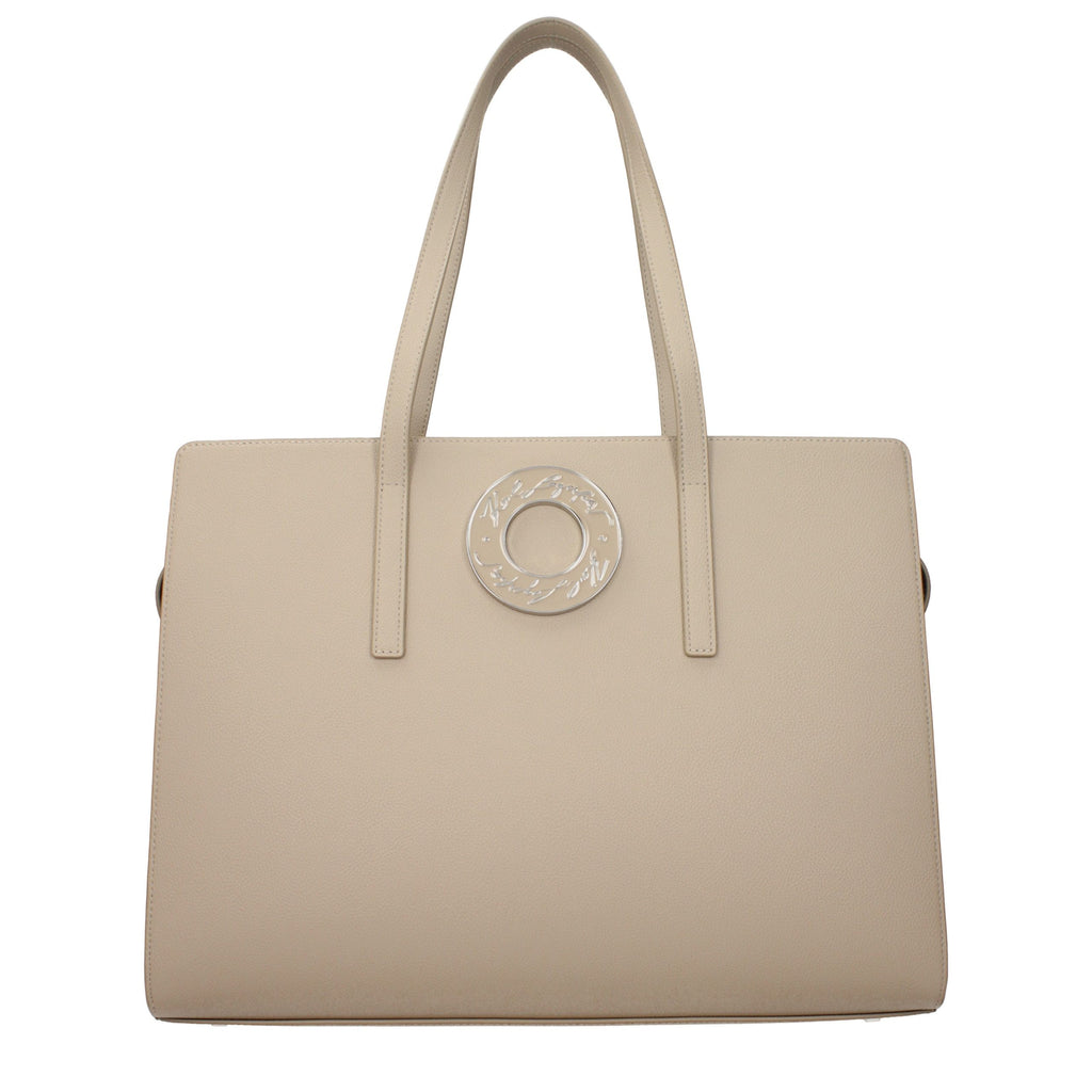Karl Lagerfeld Beige Leather Women's Shoulder Bag