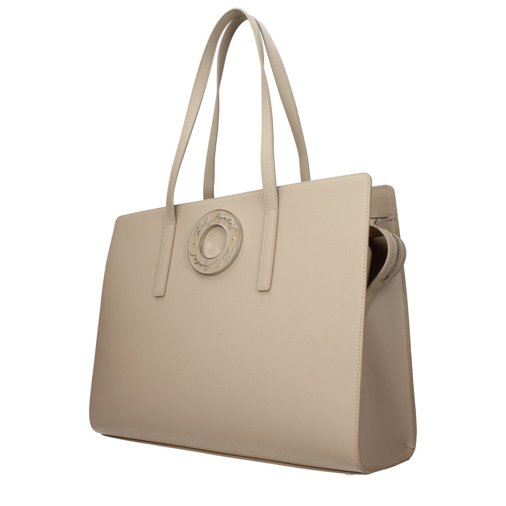 Karl Lagerfeld Beige Leather Women's Shoulder Bag