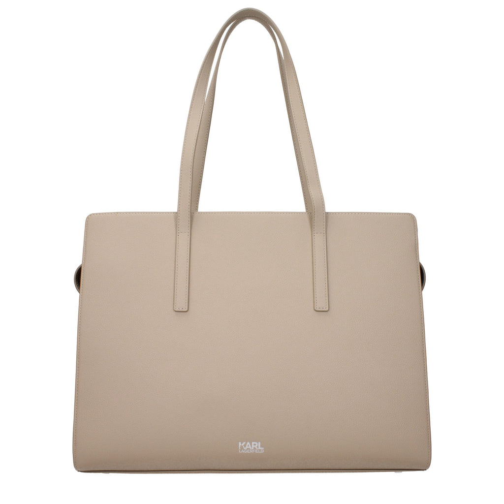 Karl Lagerfeld Beige Leather Women's Shoulder Bag