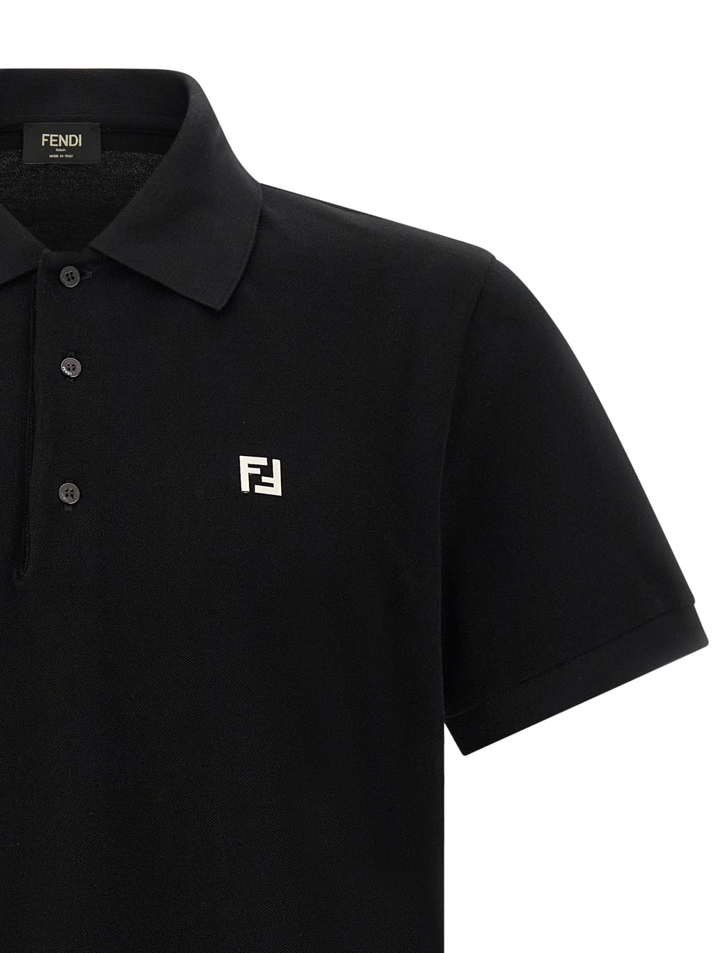 Fendi Black Cotton Polo Shirt