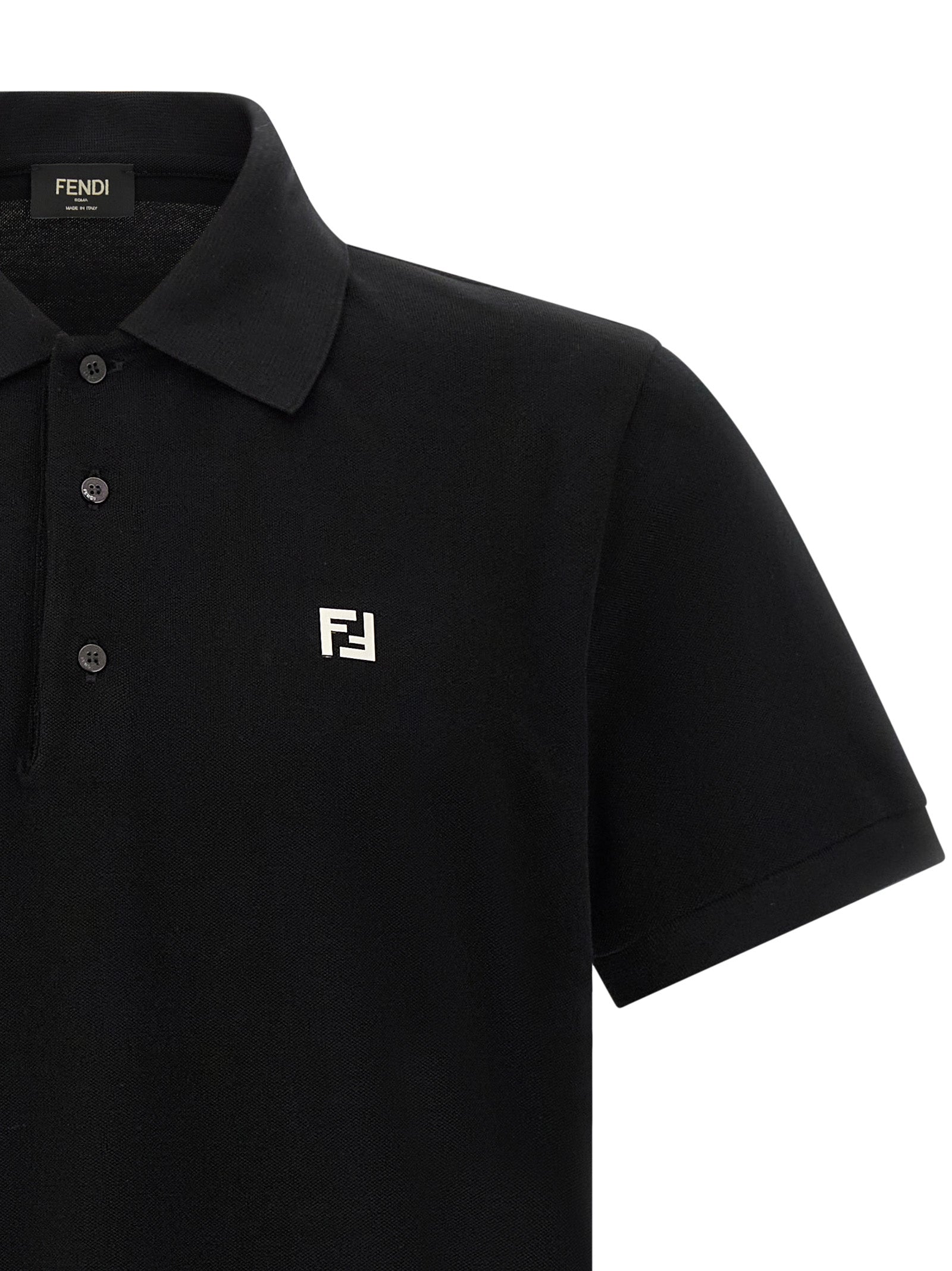 Fendi Black Cotton Polo Shirt