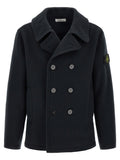 Stone Island Blue Cotton Coat