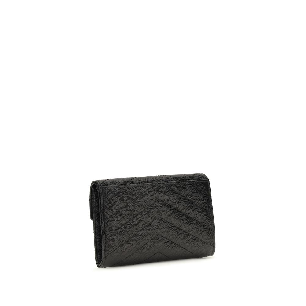 Saint Laurent Black Lambskin Cassandre Wallet
