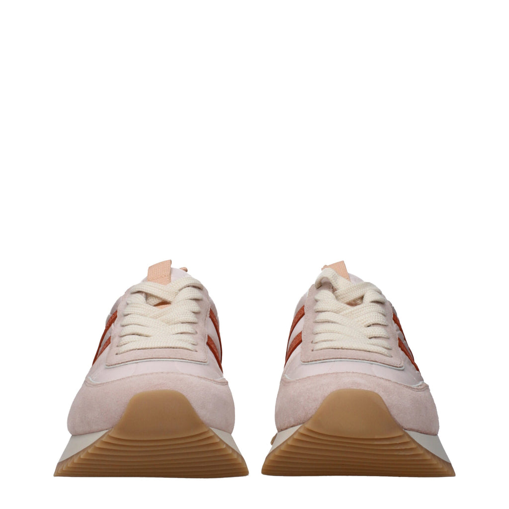 Pink Fabric Chunky Sneakers